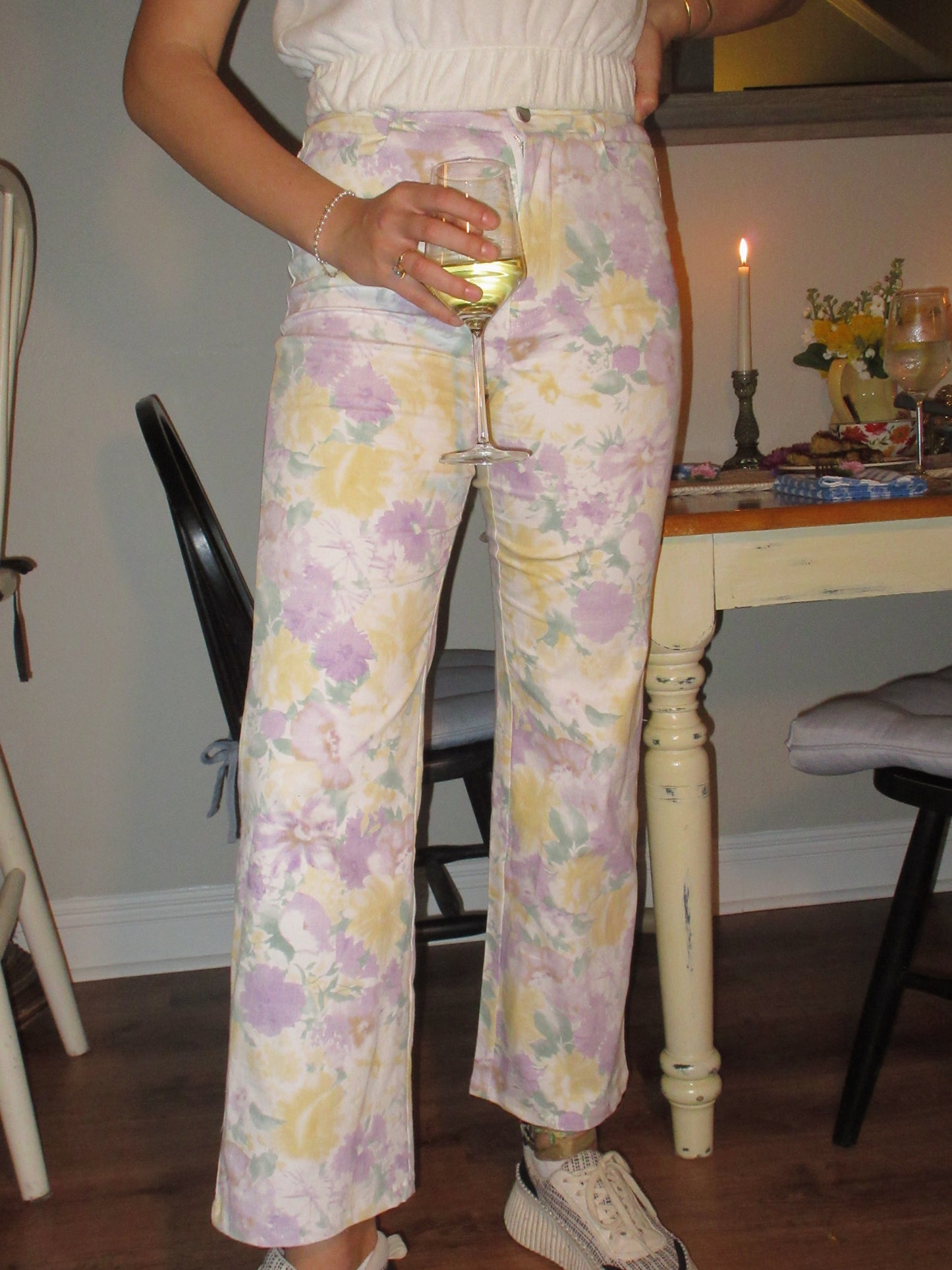 Floral Denim Pants