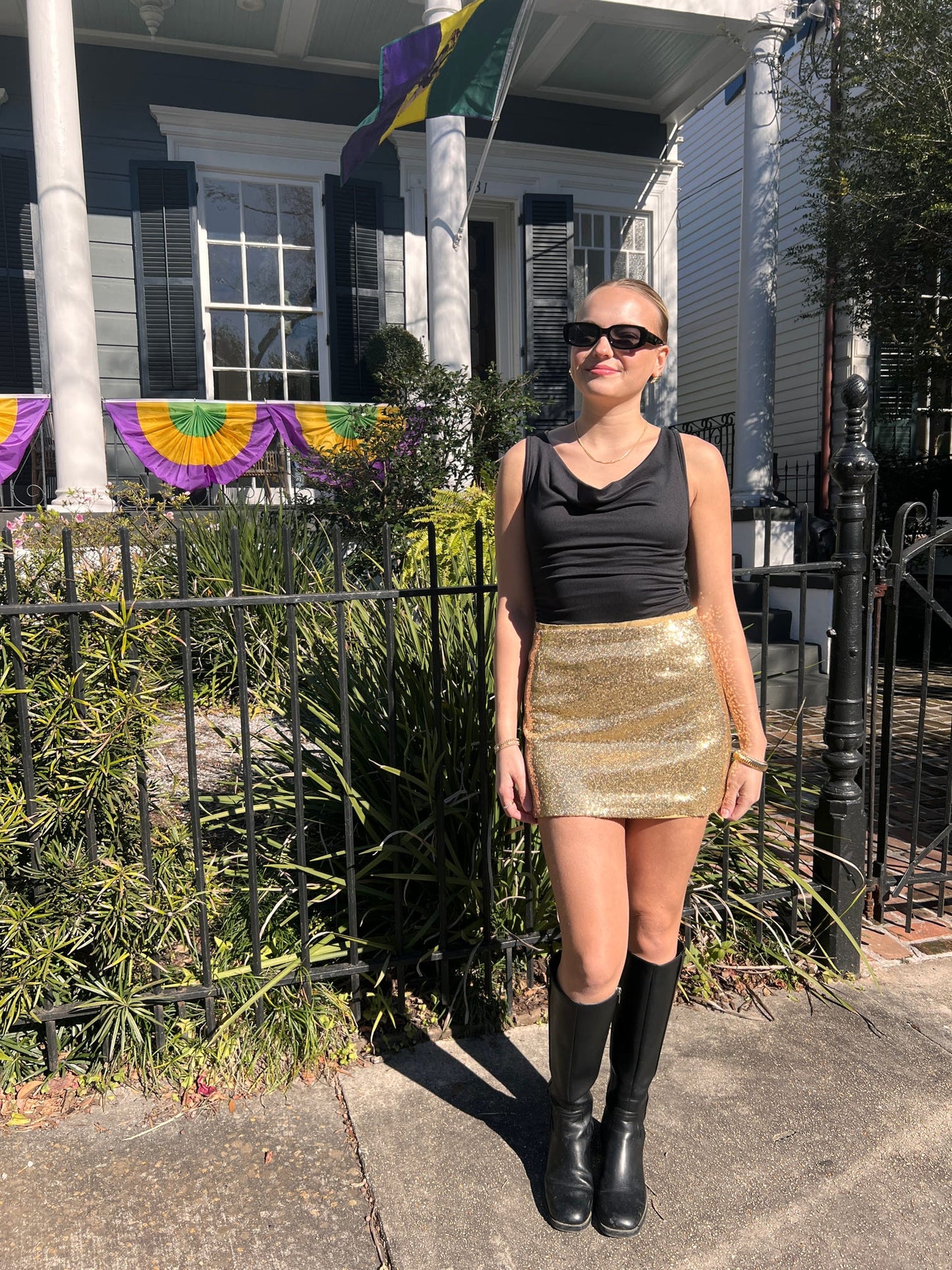 Gold Sequins Mini Skirt